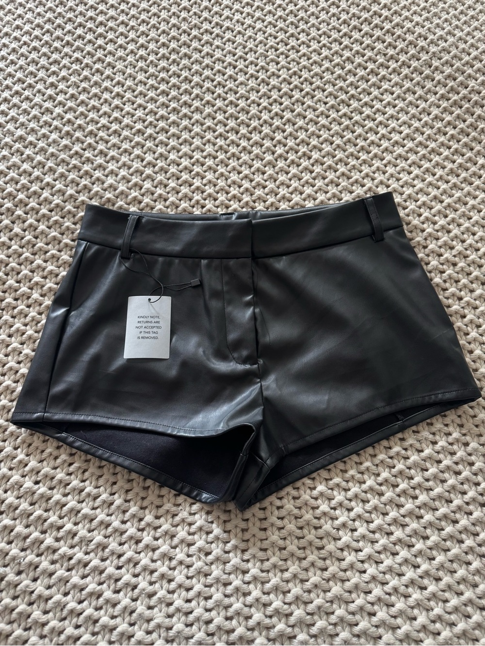 NWT Superdown Black Leather Micro Mini Shorts from Revolve